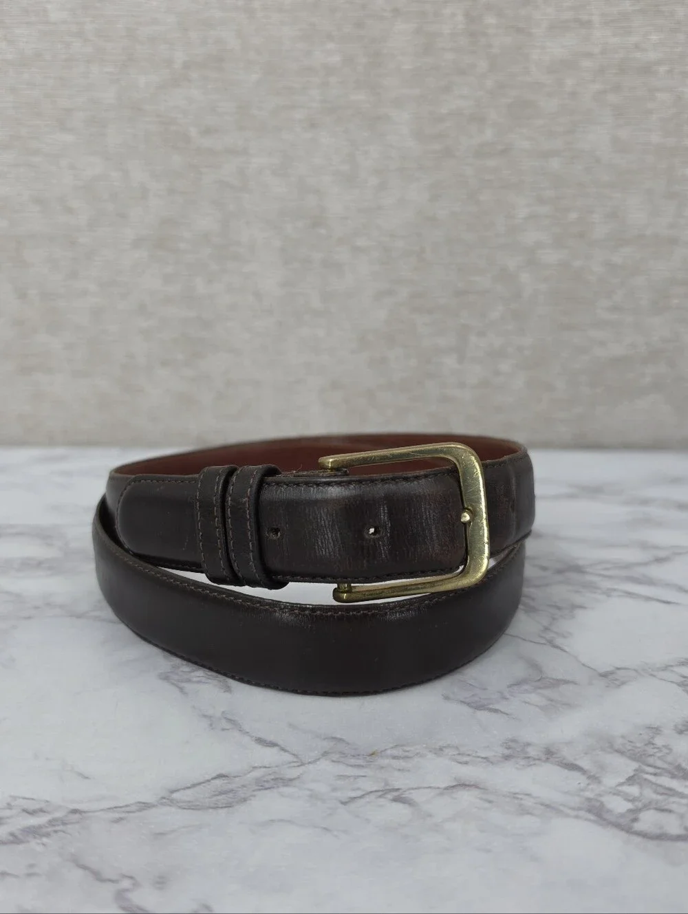 Coach USA Vintage Mocha Leather Belt Size 38 Brass Buckle